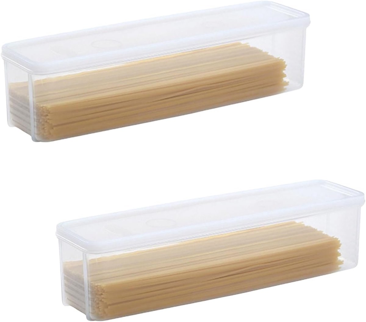 2 stks Spaghetti Container Opslag, Stapelbare Lange Noedel Houder met Deksels Pasta Organizer voor Pantry voor het Organiseren van Pantry Rechthoek
