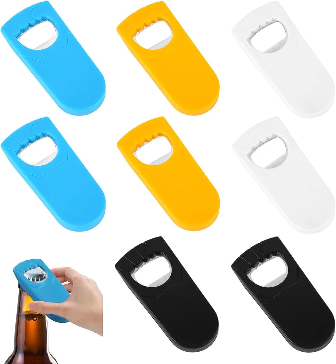 8 Stuks Flesopener Draagbare,Flessenopener van Metalen en Kunststof(9*4cm) | Gepersonaliseerde Bierflesopener in 4 Kleuren,Verbuigt of Vervormt Niet,Snel Openen,Geschenkopener voor Thuis, Keuken, Bar