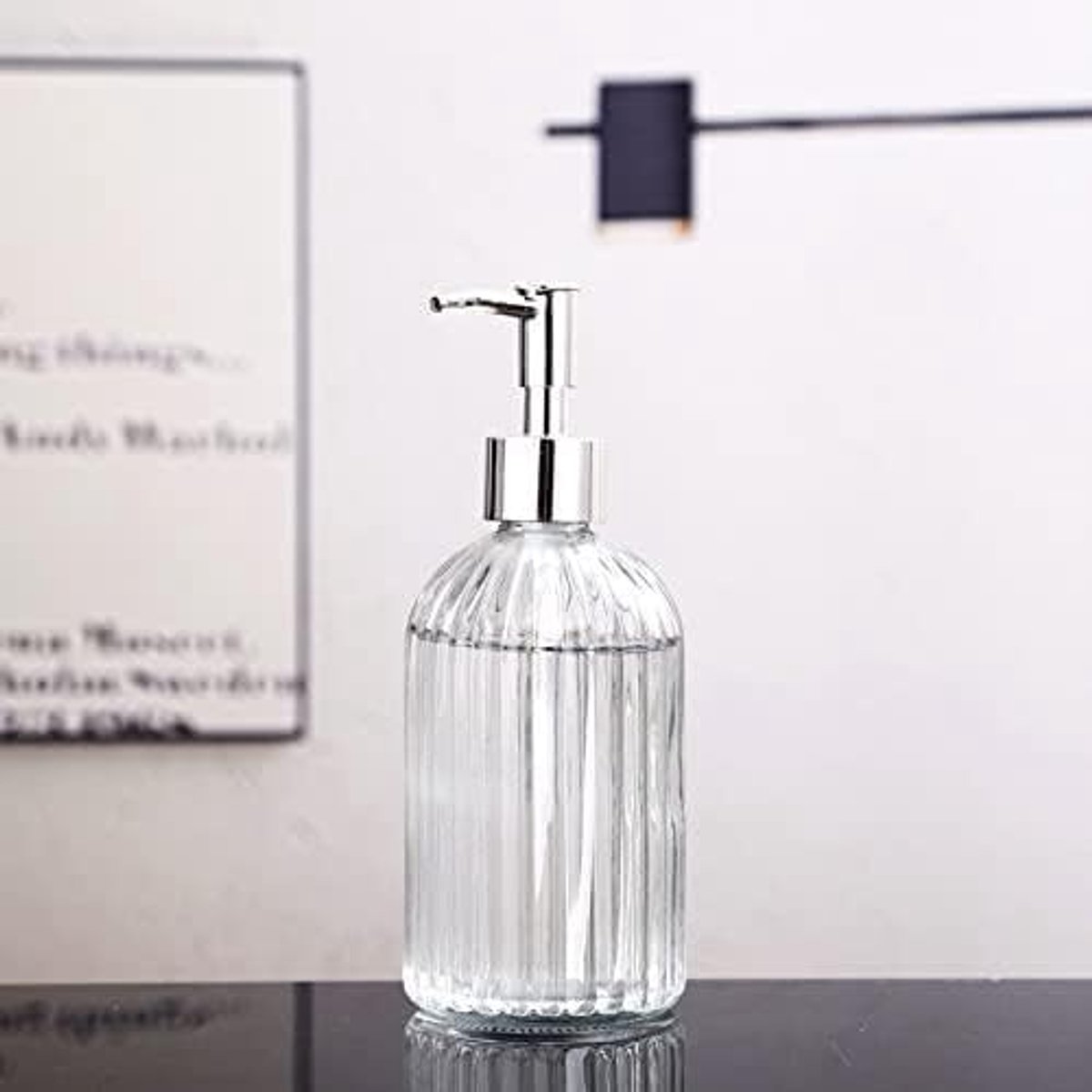 400 ml Luxe Transparante Glas Zeep Dispenser Fles Keuken Hand Sanitizer Fles Cosmetica Shampoo Body Wash Lotion Fles Soap Dispenser (Color : B)