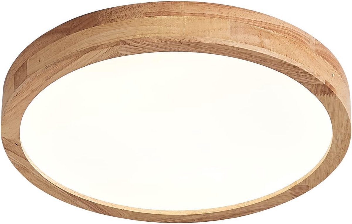 Plafondlamp 30cm - Houten LED-verlichting - 20W neutraal wit 4500K - Ideaal voor woonkamer en keuken - SnelShoppen