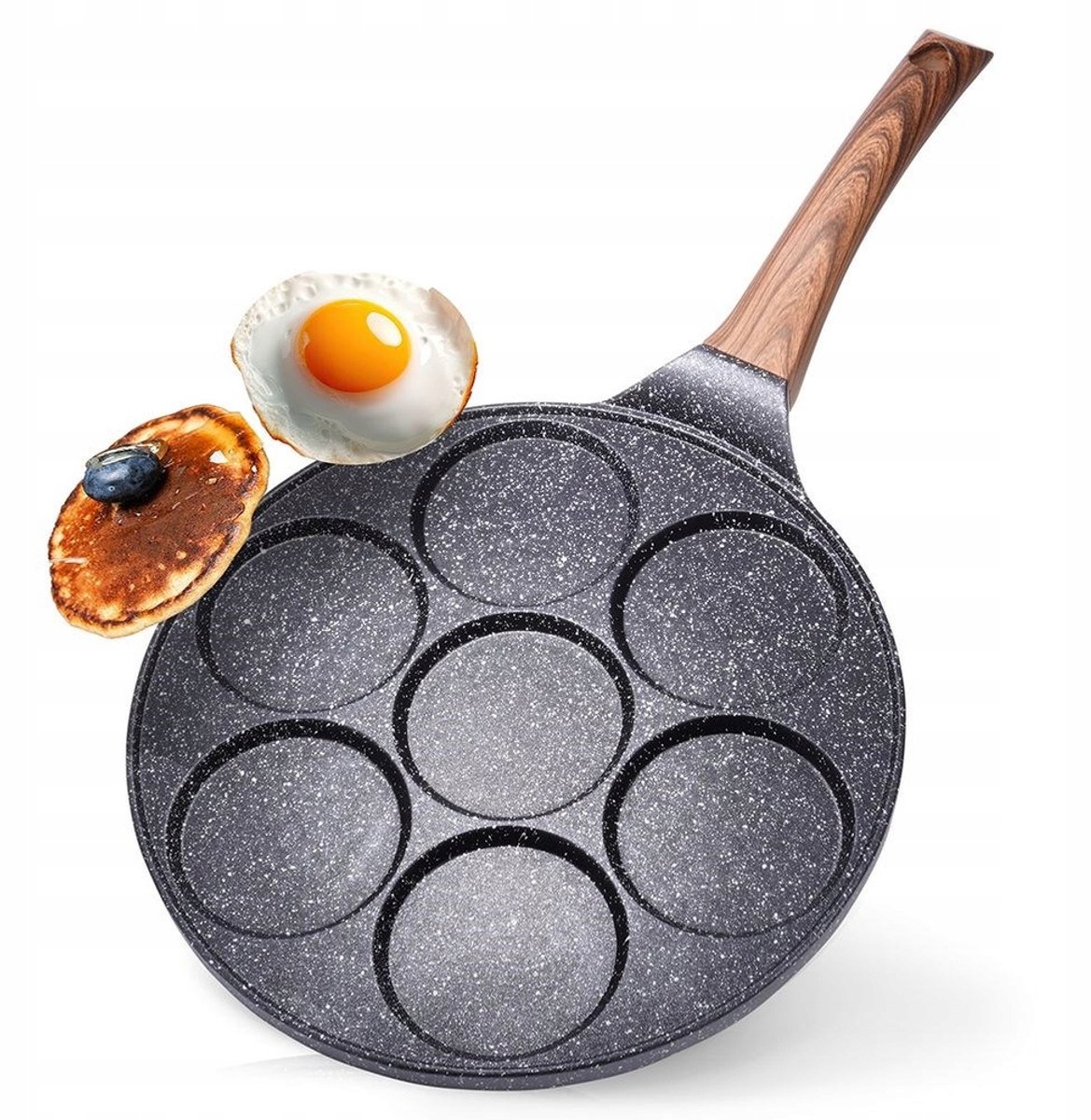 Graniten Koekenpan met 7 Gaten voor Pannenkoeken & Eieren - Inductie