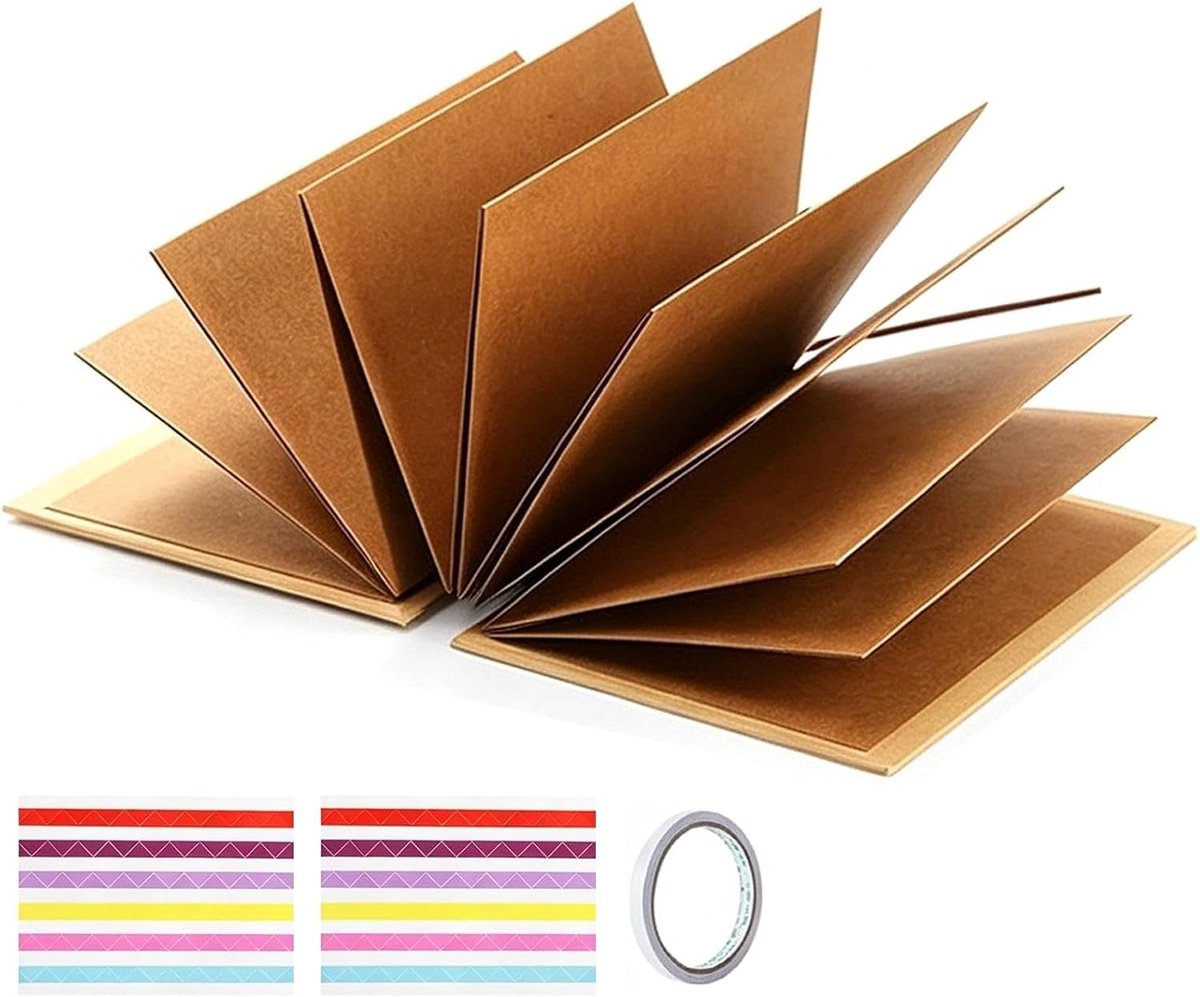 Doe-het-zelf fotoalbum om zelf vorm te geven - 17 - 5 x 11 - 5 cm - klein plakboek - klein fotoalbum met lichtbruine pagina's - ideaal als afscheids- afstudeer- verjaardags- en huwelijkscadeau (18