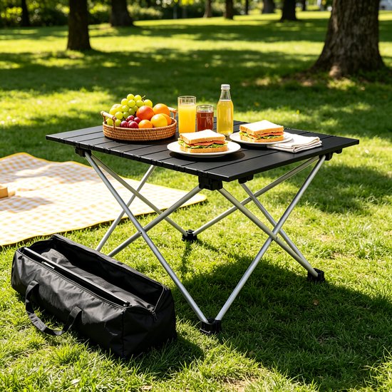 Opvouwbare kampeertafel van aluminium, lichtgewicht campingtafel met opbergtas, waterbestendige picknicktafel voor buiten, strand, barbecue en wandelen 40×34.5cm — afbeelding 5