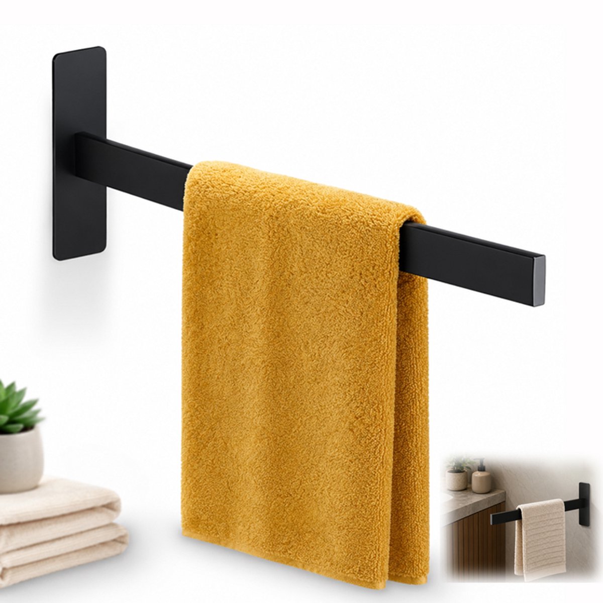 Handdoekrek - RVS handdoekhouder met opbergrek - Multifunctioneel en ruimtebesparend - Eenvoudig te installeren - Voor badkamer, keuken, woning en hotel - Zwart