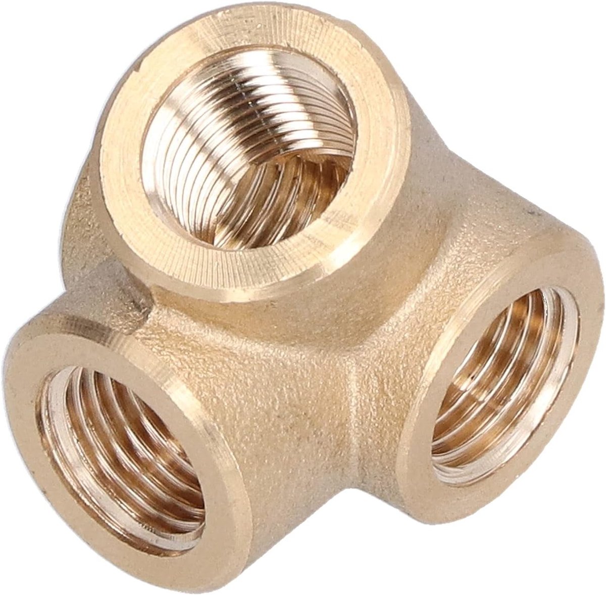 SnelShoppen - 4-Weg Messing Fitting, Duurzame Luchtcompressor Snelsluiting T-Fitting met Zijuitlaat, Industrieel Accessoire voor Pneumatische Installa