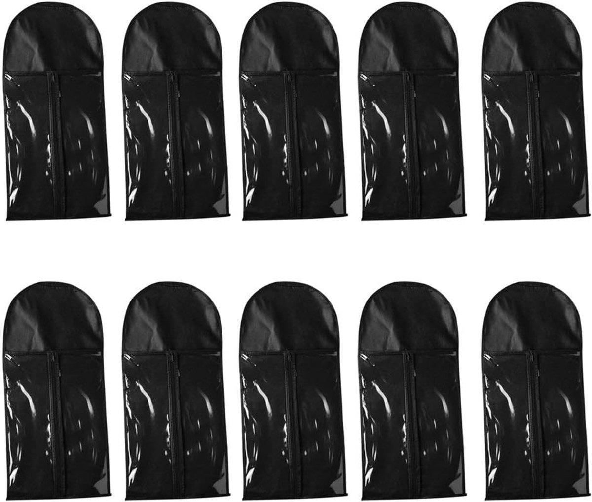 SnelShoppen - Haarverlenging Opbergtas 10 Stuks - Professionele Pruik Beschermers - Zwart - Stofdicht - Haarstuk Houder voor Thuis en Reizen