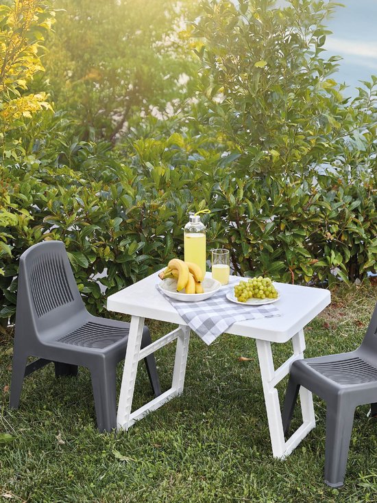 Bursev - Campingtafel Inklapbaar - Inklapbare kunststof tafel - kampeertafel - vouwtafel - campingtafel opvouwbaar - camping tafel - campingtafel lichtgewicht - picknicktafel kinderen - wit - 48x72x56 cm - XL — afbeelding 2