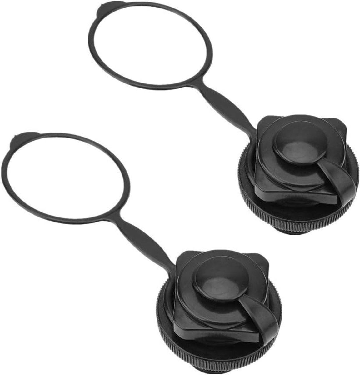 SnelShoppen - 2 Stuks Rubber Boot Luchtventiel 22mm Zwart Kunststof Vervangingsventiel voor Opblaasbare Boten en Raderboten