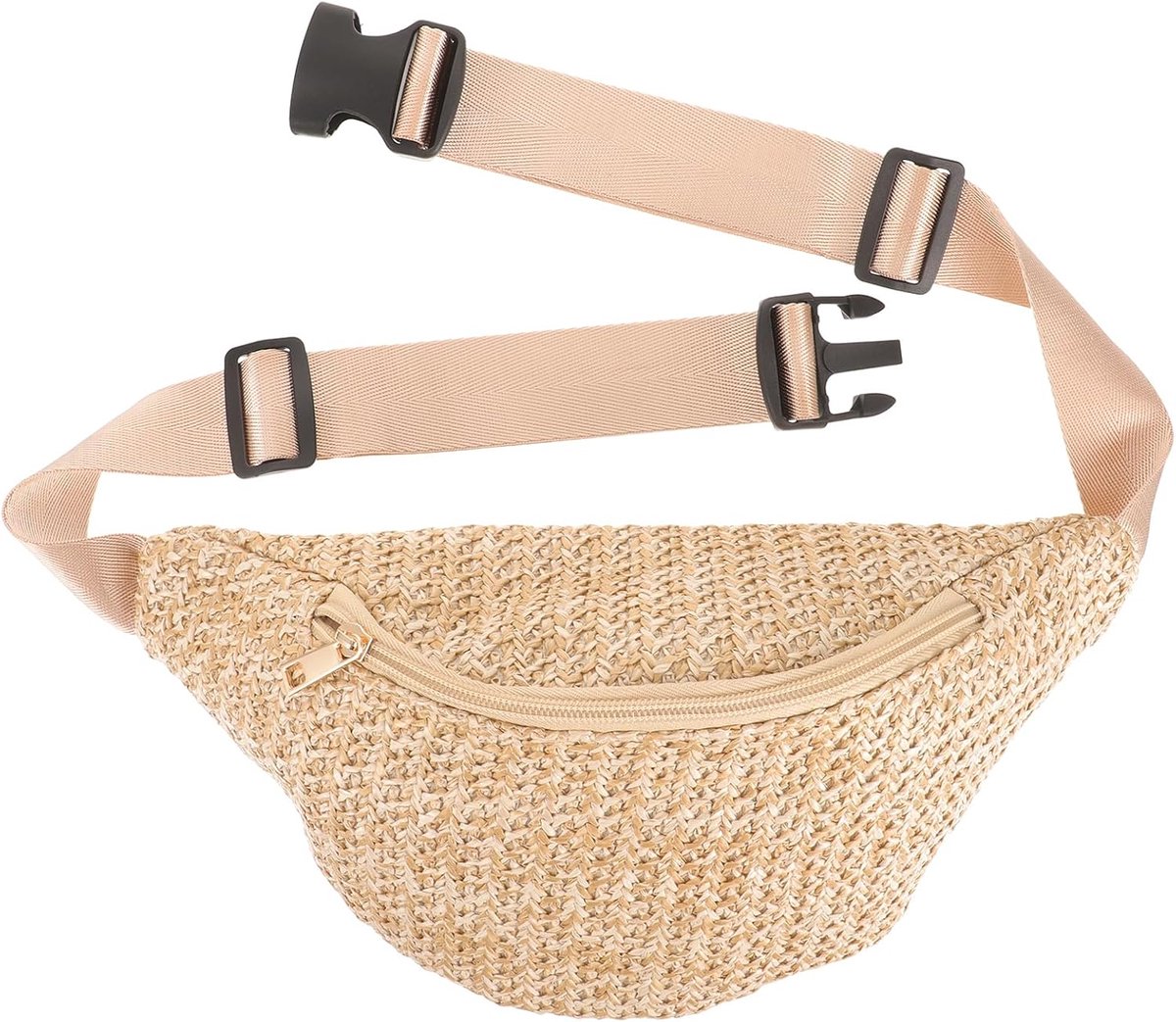 SnelShoppen - Schoudertas van Stro Riet Fanny Pack Zomer Handtas voor Dames Woven Stro Tas Winkel Diagonaal Span Polyester Opbergtas