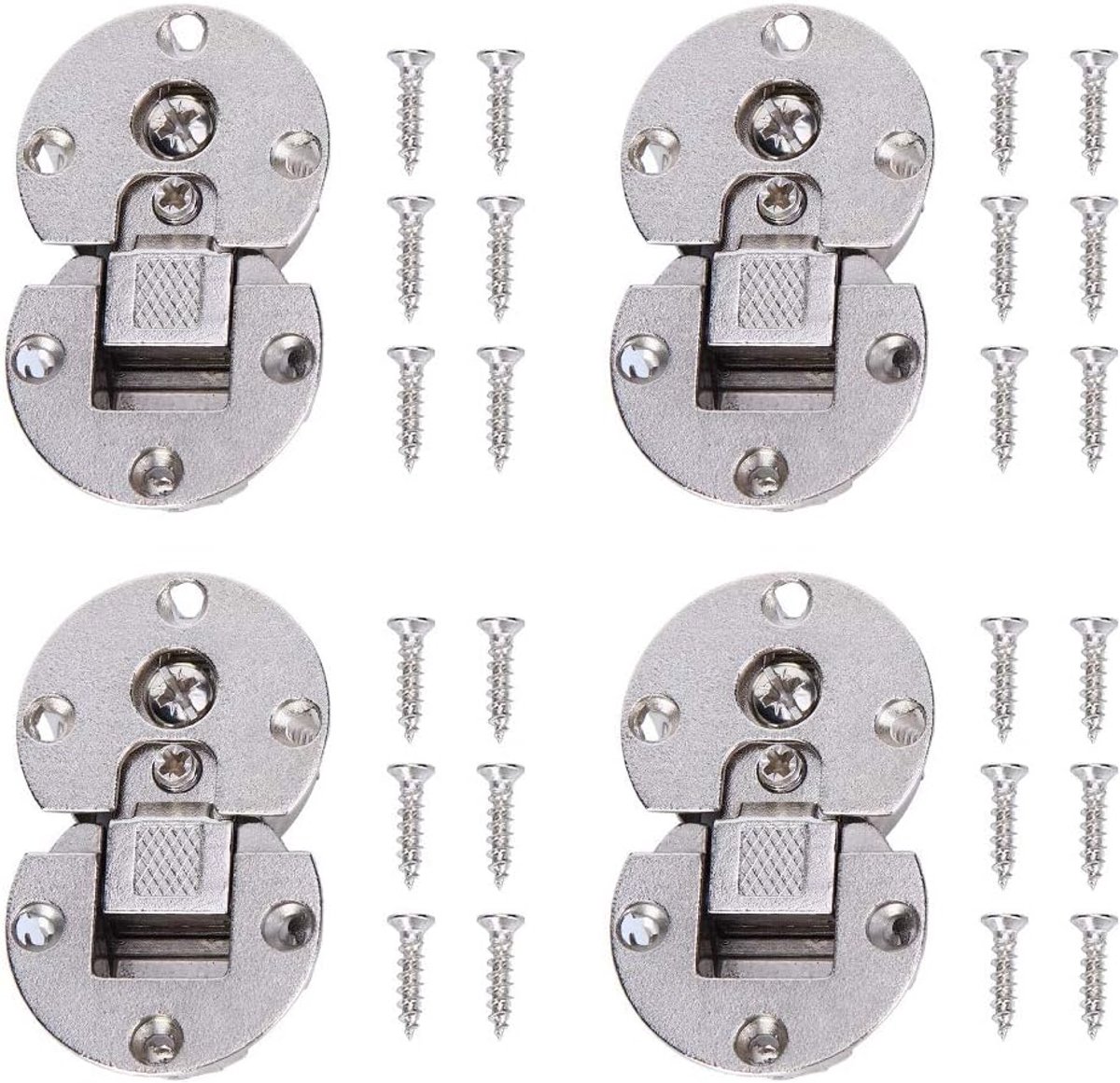 SnelShoppen - 4 Stuks Ronde Plooi Charnières 90 Graden, Verborgen Hinge voor Vouwtafels, 6.5 x 4 x 1.2 cm, Stille Installatie, Tot 10 kg