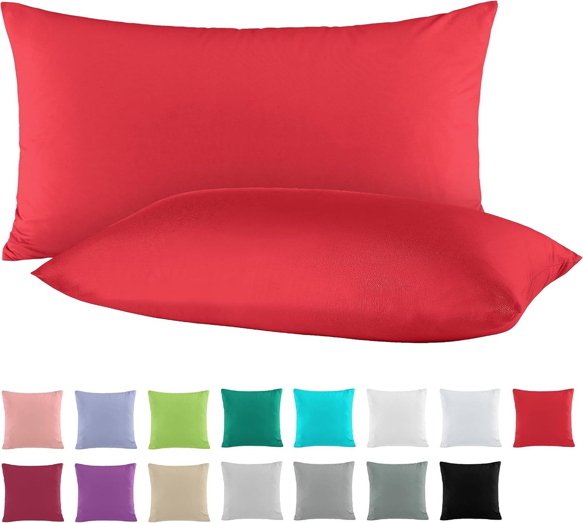 SnelShoppen - Double Pack Kussensloop 40x60 cm | 100% Katoenen Kussenslopen | Ademend en Temperatuur Regulering | Rode Kleur | Ideaal voor Woonkamer,
