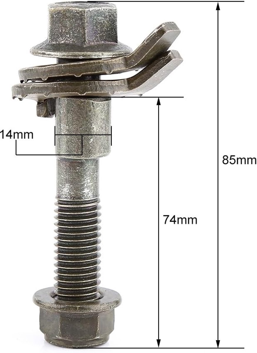 SnelShoppen - Alignment set cam bolt 14 mm voertuigen staal vierwieluitlijning 4-delige set voor nauwkeurige afstelling camber