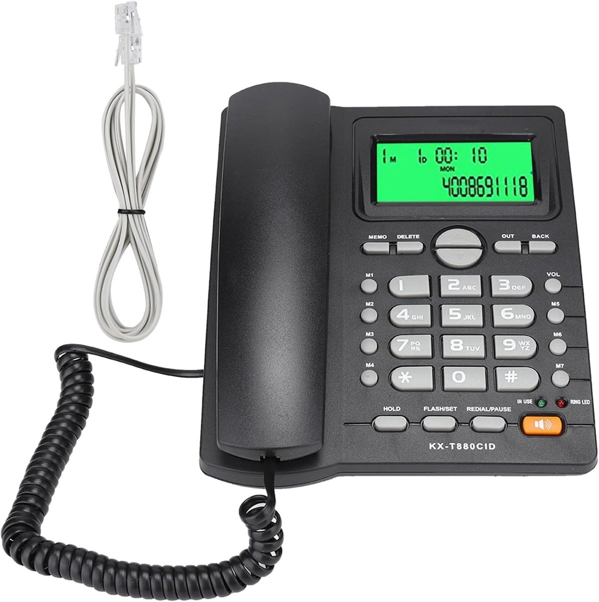 SnelShoppen - Vaste Telefoon met Snoer, KX-T880C Vaste Telefoon Zonder Batterij, Mute, Herbel bellen, Beller ID Functie, Draagbare Bedrade Telefoon vo