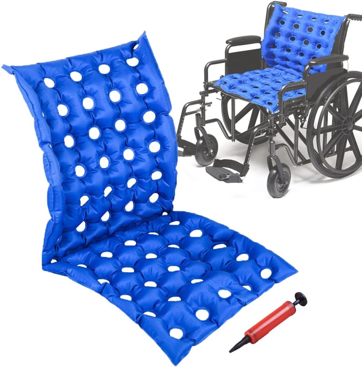 Full Back Inflatable Wheelchair Cushion, Anti Bedsores Seat Cushion for Elderly Bedridden Disability - ShopVlot