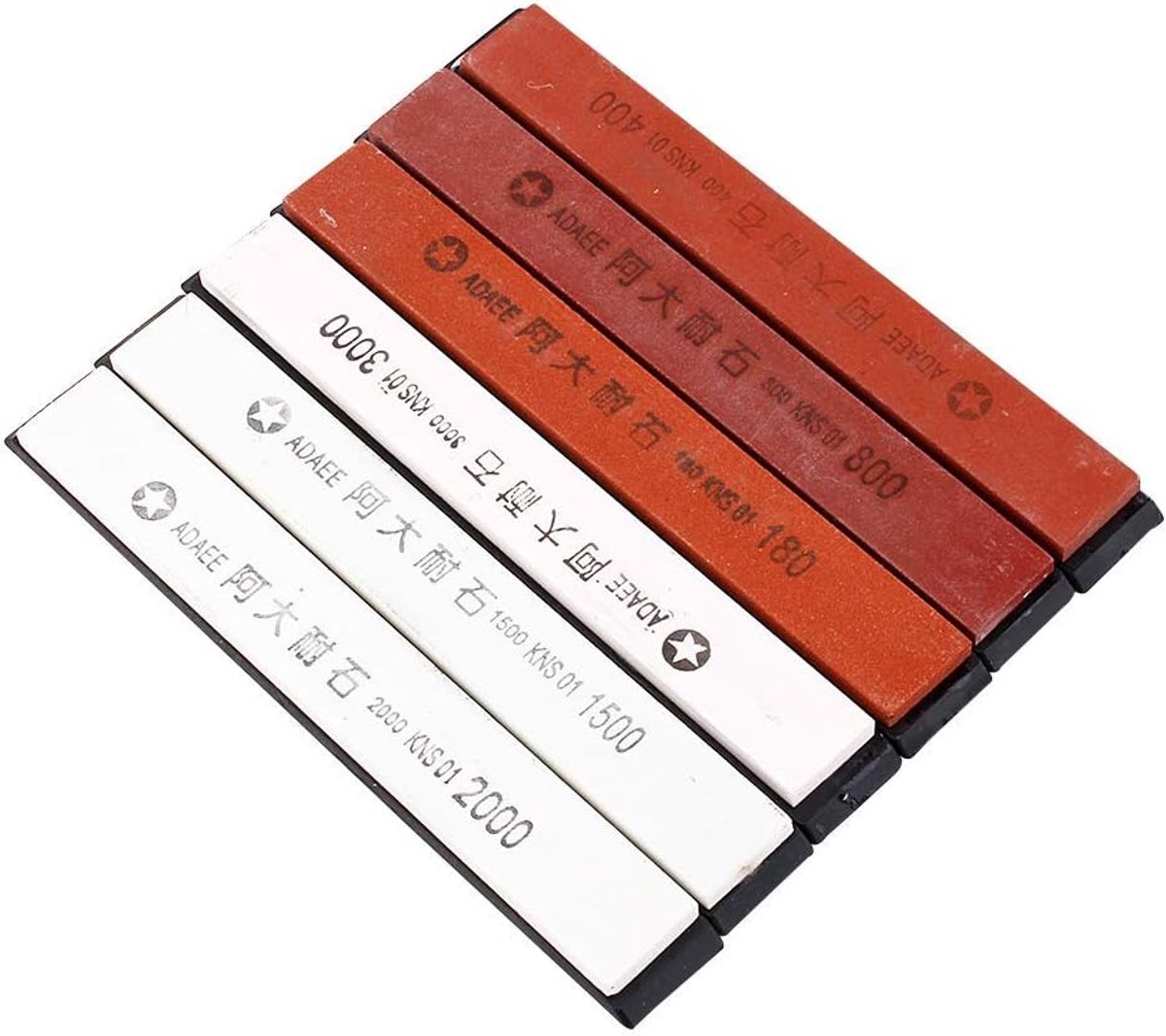 SnelShoppen - 6-delige Whetstone Set 16.5 x 5 x 3 cm - Natuurlijke Steen voor Professioneel Mes Afslijpen met 6 Grofheden 180# tot 20000# met Antislip