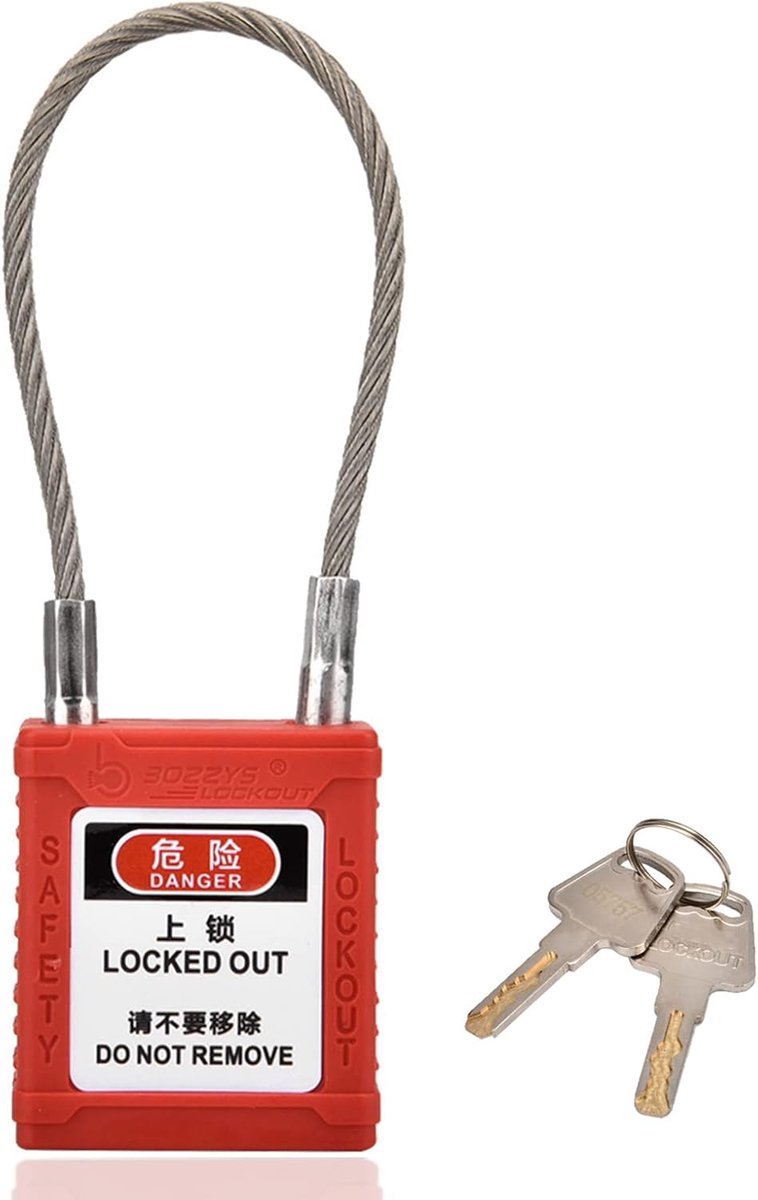 SnelShoppen - Lockout Tagout Slot, Veiligheidsslot, Non-Conductief, Lange Lichaam, Rood, Hoogwaardige Nylon PA, Corrosiebestendig, Duurzaam, Veilighei