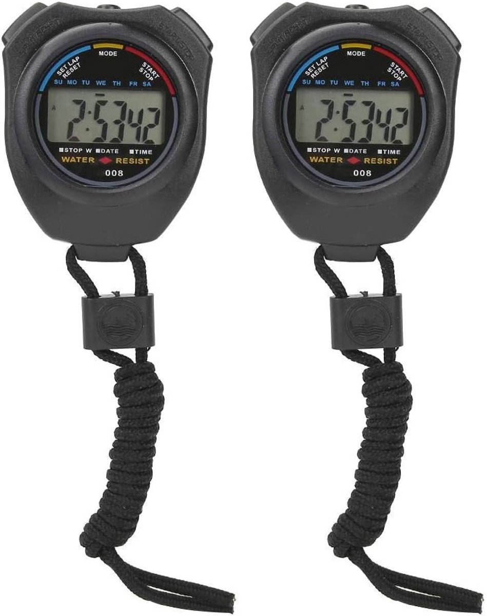 SnelShoppen - Stopwatch Stopwatches voor Sport 2 Stuks Digitale Sport Stopwatch Multifunctionele Timer Draagbare Pocket Stopwatch voor Rennen en Wedst
