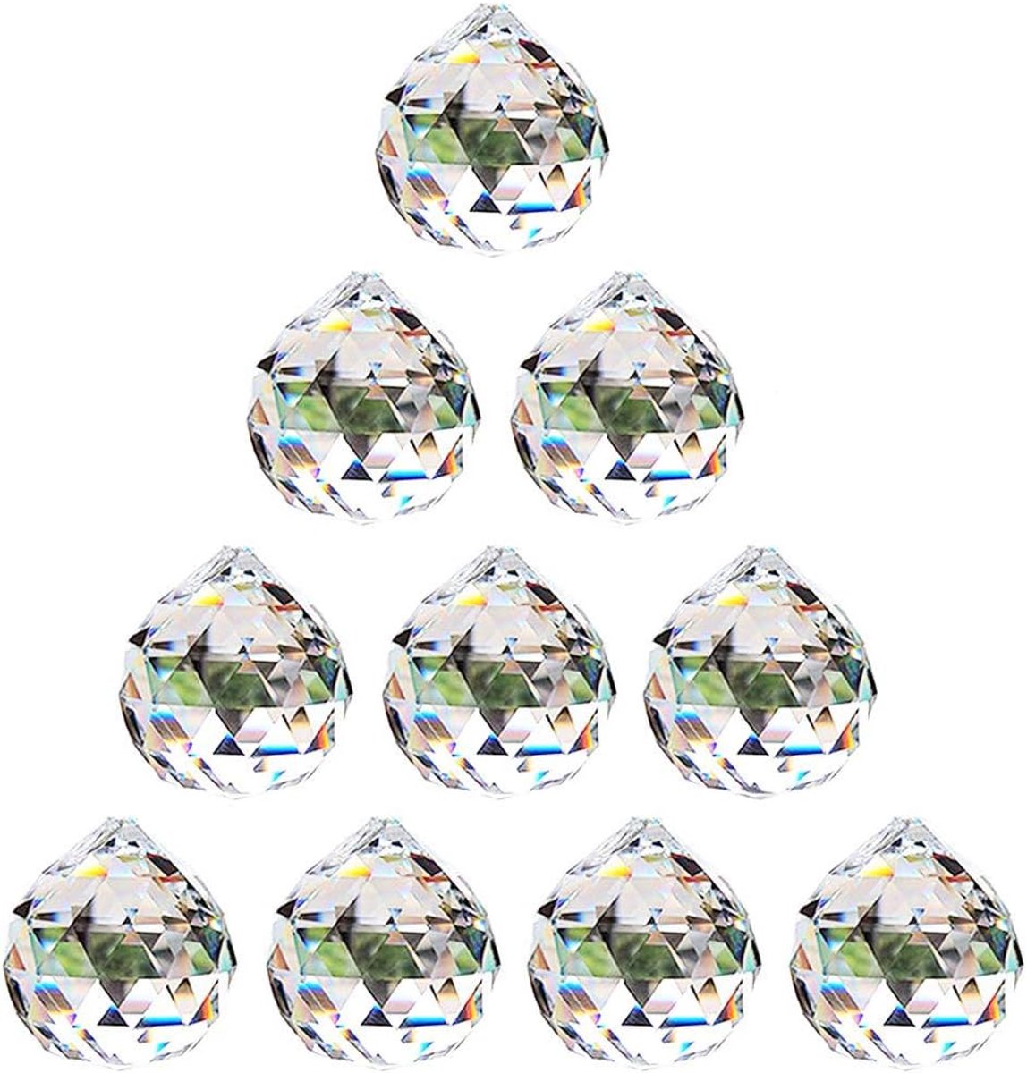 SnelShoppen - Nuptio Transparante Kristallen Bal Prism - Hangende Zonnevanger voor Plafondlampen, Feng Shui, Huisdecoratie, 30mm, 10 Stuks, Helder Gla