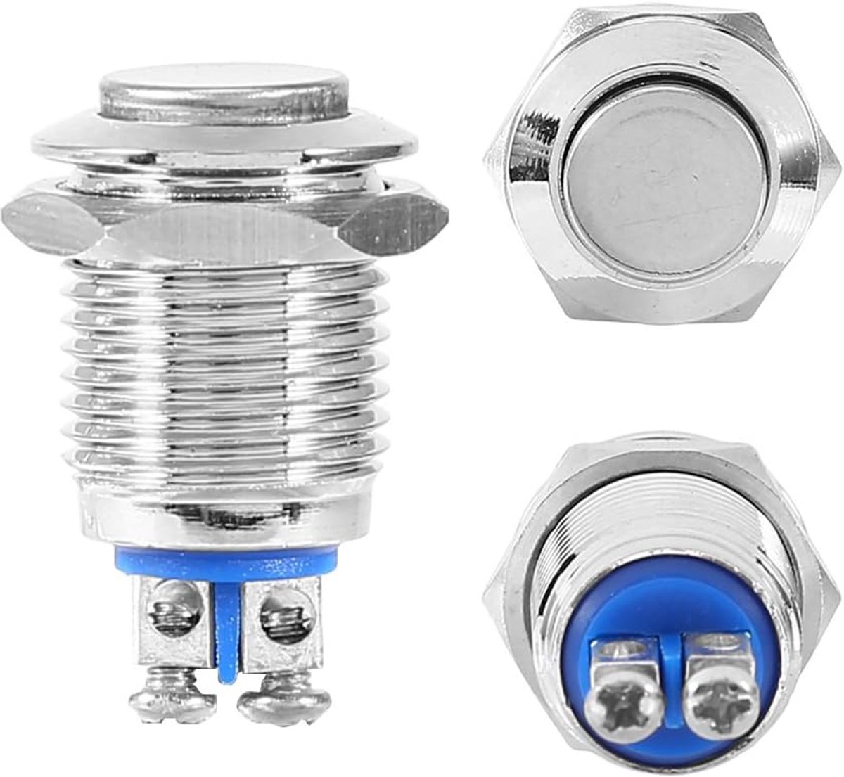 SnelShoppen - Momentaan Drukknop Schakelaar 12V Waterdicht Metaal 12mm Startknop Elektrische Schakelaar voor Circuitcontrole, Relais, Schakelaars, Sta