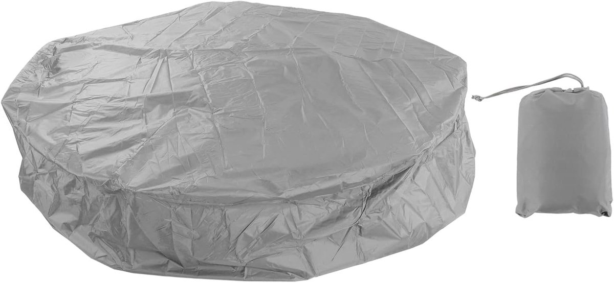 SnelShoppen - Hot Tub Cover Buiten Opblaasbare Spa Badkuip Meubilair Stofhoezen Rond 215 x 70cm Grijs Waterdicht Polyester Taffeta