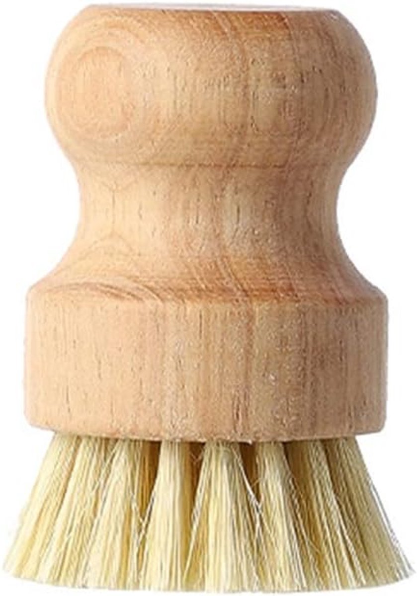 SnelShoppen - Houten Afwasborstel, Keukenborstel van Beukenhout en Sisal, Duurzaam en Natuurlijke Schoonmaakborstel voor Voedsel, 8x5.5 cm