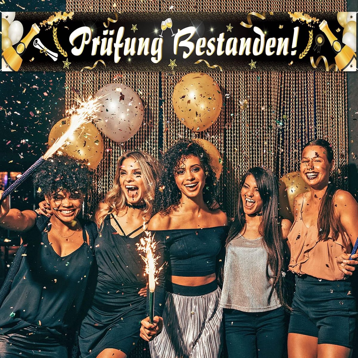 SnelShoppen - DPKOW Lang Examens Geslaagd Banner Decoratie voor Afstuderen, Fabric Poster Banner voor Examens Behaald, Tuin Decoratie, Afstudeerfeest