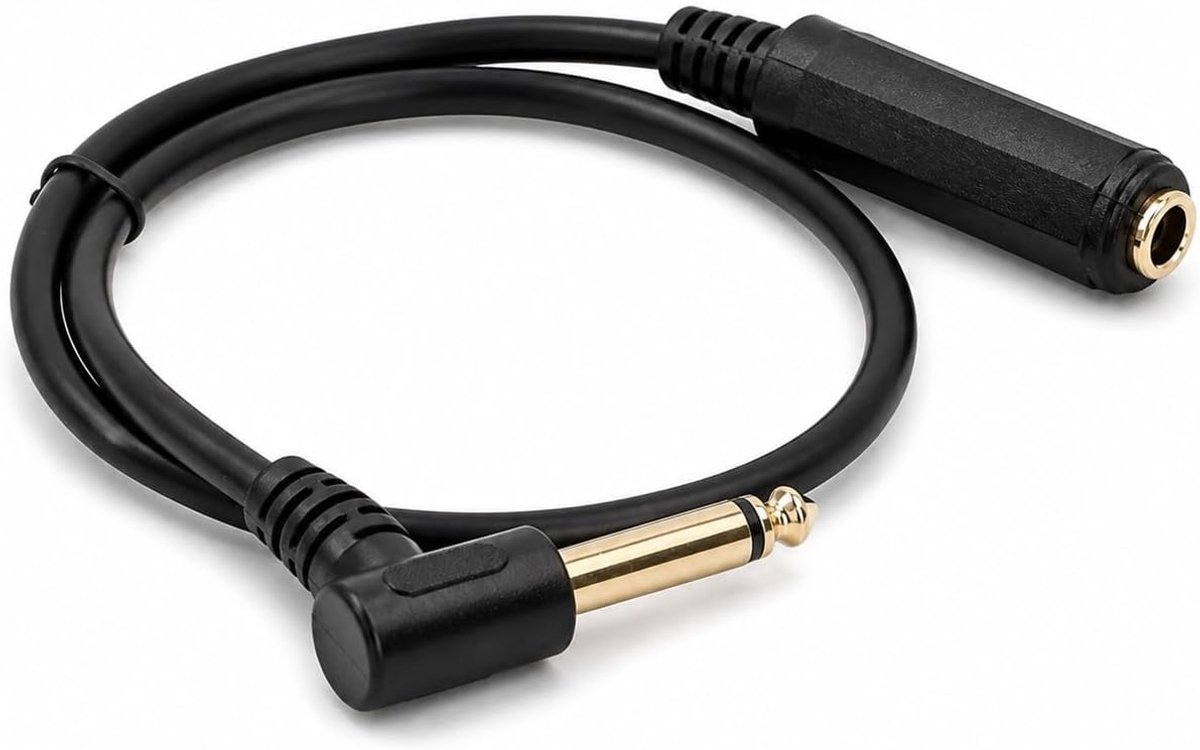 SnelShoppen - Stereo Audio Kabel 0.5M 1/4 Inch Microfoon Audio Kabel, Mono Haakse 6.35mm Mannetje naar Vrouwtje Stereo Verlengkabel voor Microfoon, Ge