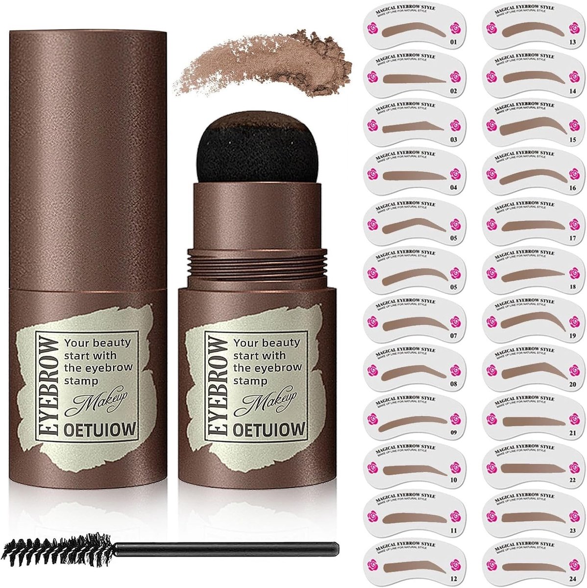 24 Stuks Wenkbrauwsjablonen en Wenkbrauwgel Set voor Perfecte Wenkbrauwen en Make-up Styling