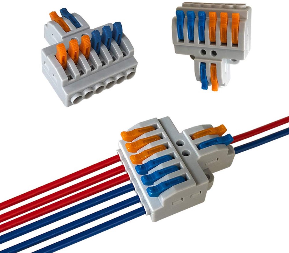 Kabelconnector 6pcs KV426 - 2-in-6 output - compacte stekker - veilige kabelverbinding - ShopVlot
