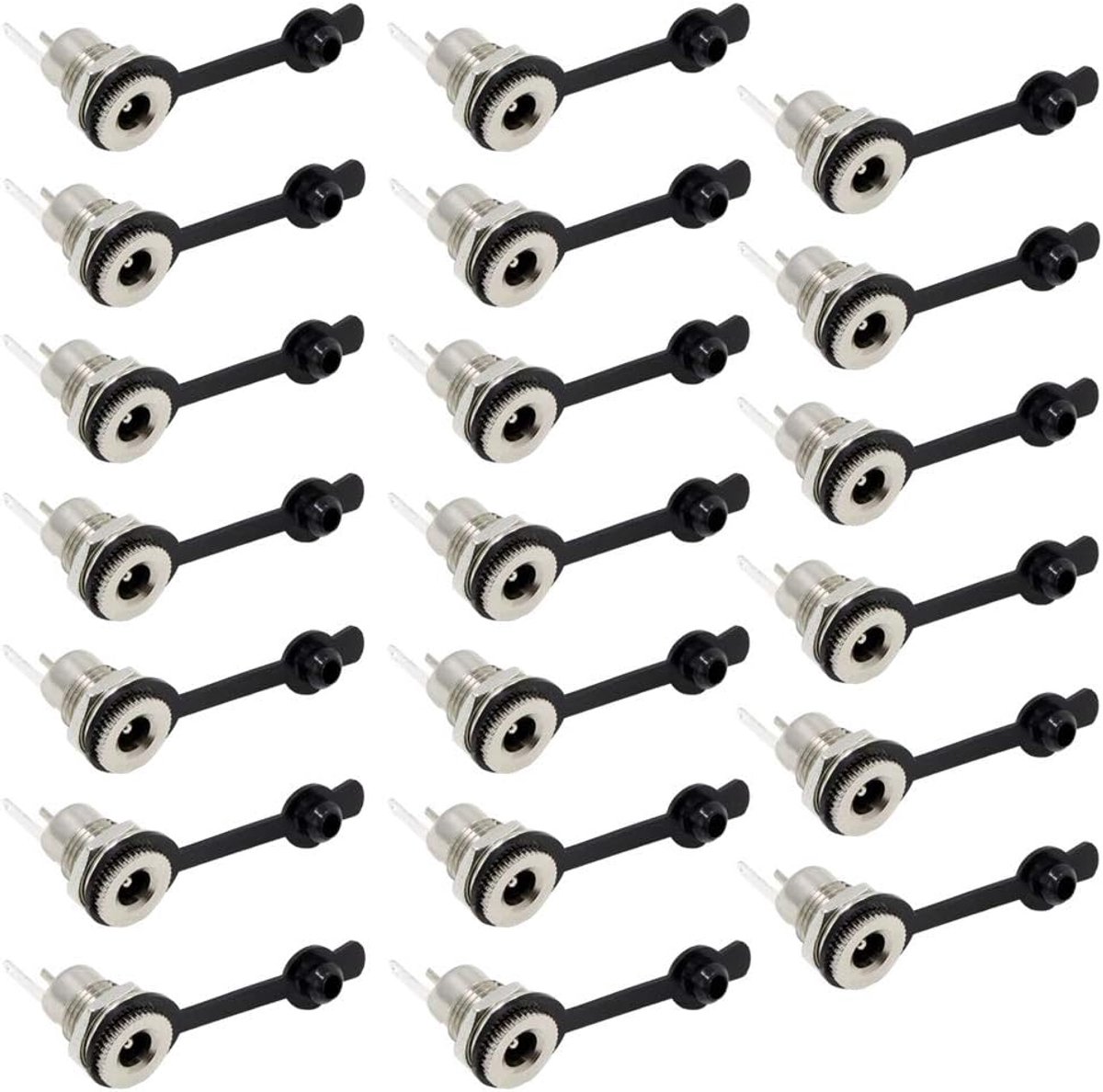SnelShoppen - 20 Stuks DC Plug 2.1 x 5.5 mm, Bussocket met Stofkap, Voor Paneelmontage, Hoogwaardige Kwaliteit, Gebruiksvriendelijk, Ideaal voor Elekt