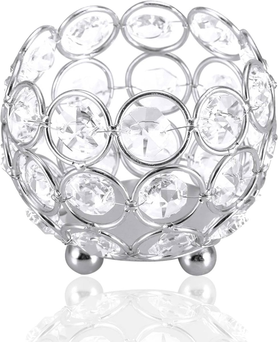 SnelShoppen - Theelichthouder Crystal 8cm Zilver - Elegante Kaarsenhouders voor Bruiloften, Aromatherapie, Feestjes en Cadeaus
