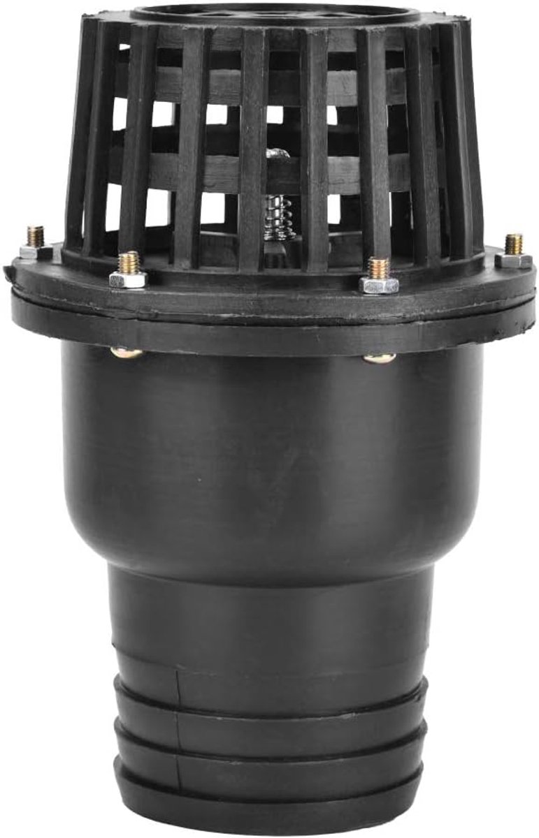 SnelShoppen - Waterpomp Voetventiel, Zwarte PVC Laagdruk Platte Terugslagklep, 3 Inch voor Vloeistofmachines, Tuin, Camping en Waterbeheer
