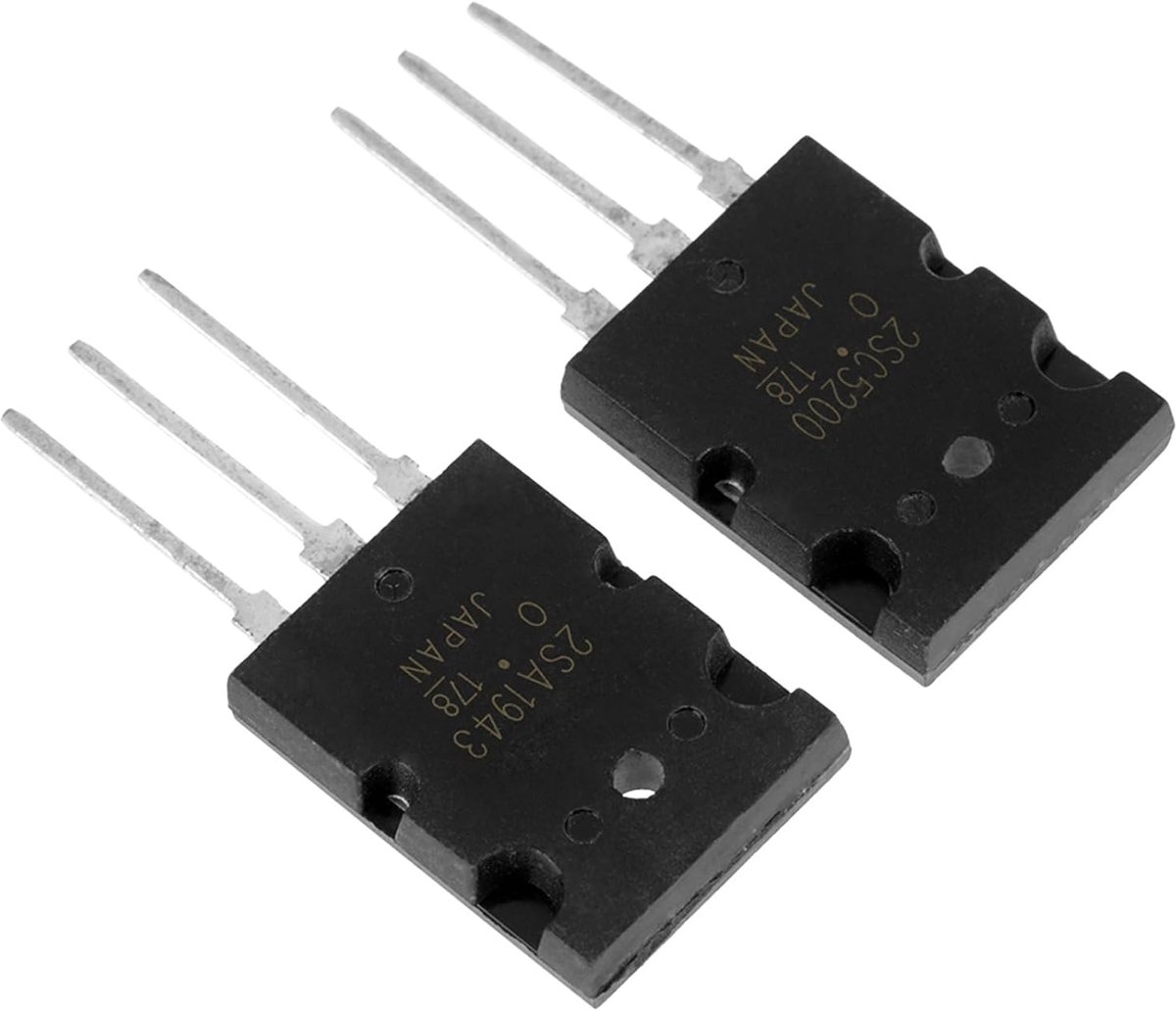 SnelShoppen - 10 Stuks Zwarte Hoge Vermogen Audio Transistoren 2SA1943 + 2SC5200 Voor Versterker, Hoogwaardige Elektronische Componenten, Langdurig Ge