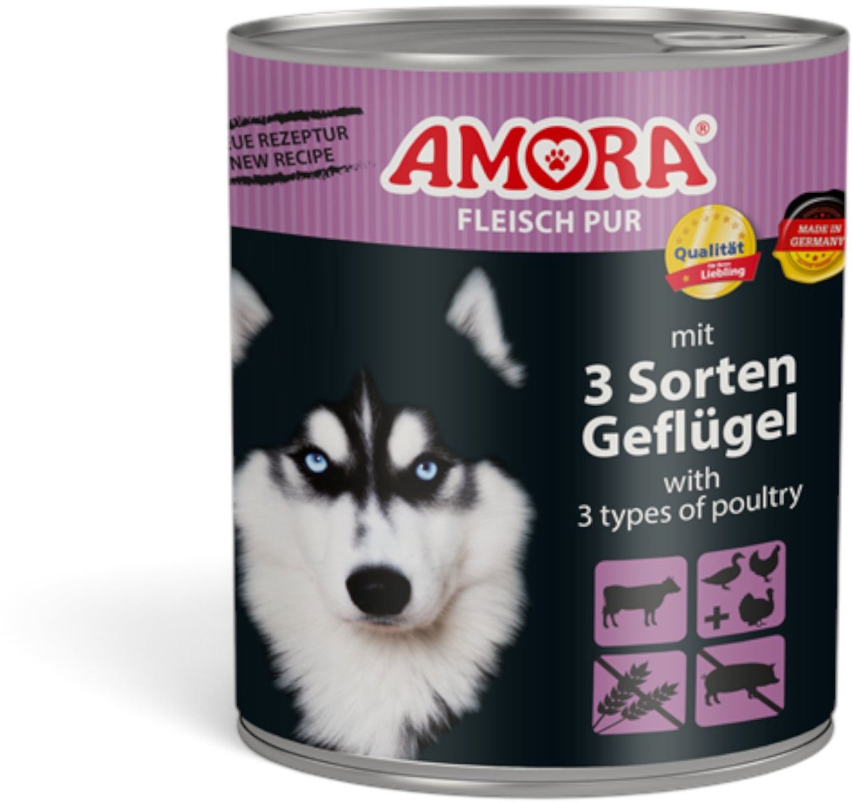 Amora AMORA Dog Pur 6x800g - 3 soorten gevogelte