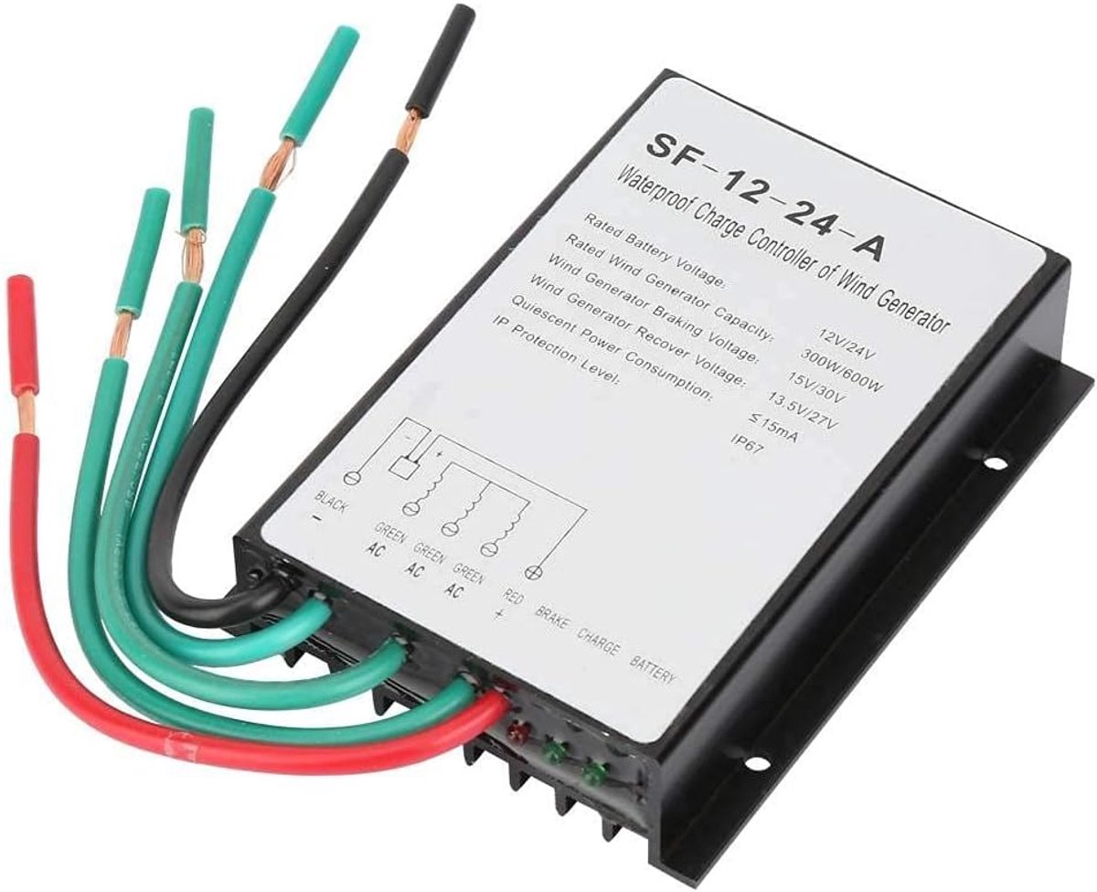 SnelShoppen - Wind Turbine Controller 12V/24V 300W/600W Waterdichte Windturbine Generator Laadcontroller voor Solar Straatlamp, Tuinlamp, Kleine Zonne
