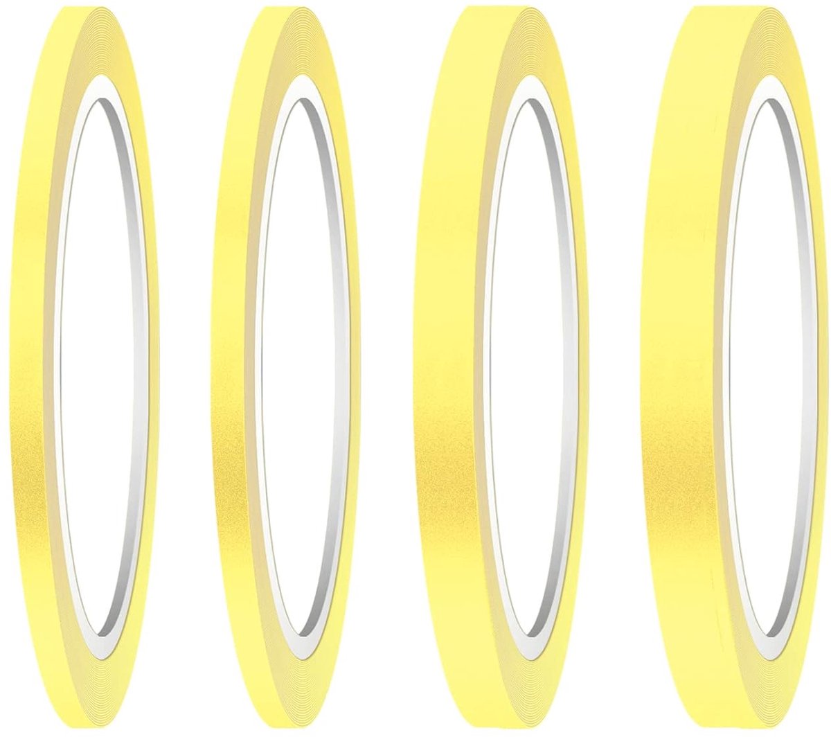 SnelShoppen - 4 Rollen Fijne Lijntape, 3/6/12.6mm Maskingtape, Kleurige Tape voor Schilderen, Auto, DIY, Knutselen, School en Kantoor (Geel)