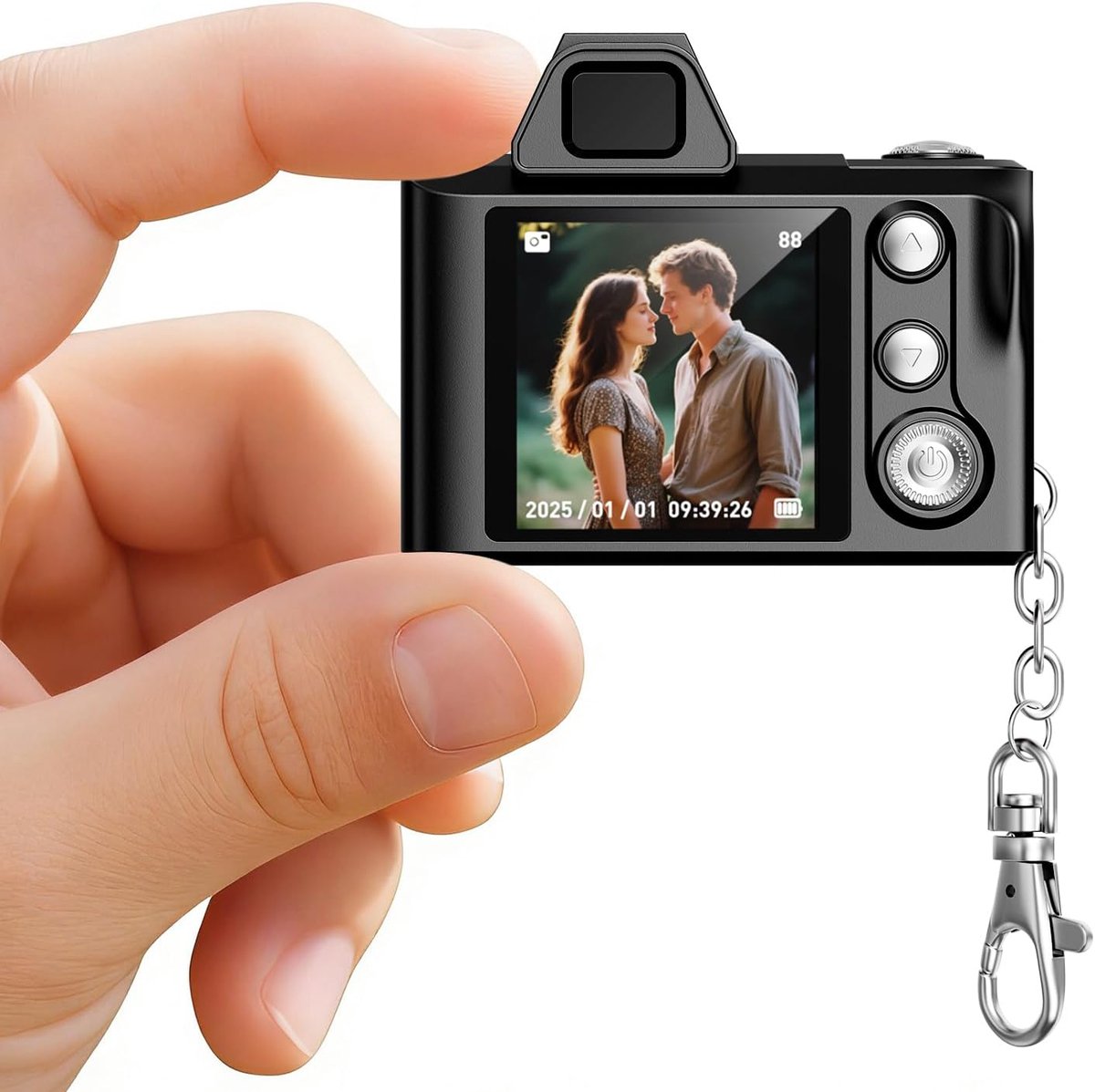 Bobypet - Mini Digitale Camera met 1080P FHD - Compacte Retro Pocket Camera & Sleutelhanger - Portable Vlog Camera voor Reizen - Cadeau Tip - Zwart