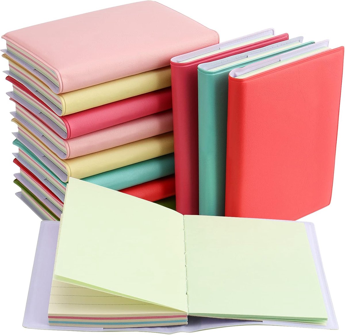 12 Pcs Mini Smiley Notebook, Bag Notebooks with PU Leather Cover, Small Notepad Notebooks for Memo Journal, Diary, 10 - ShopVlot