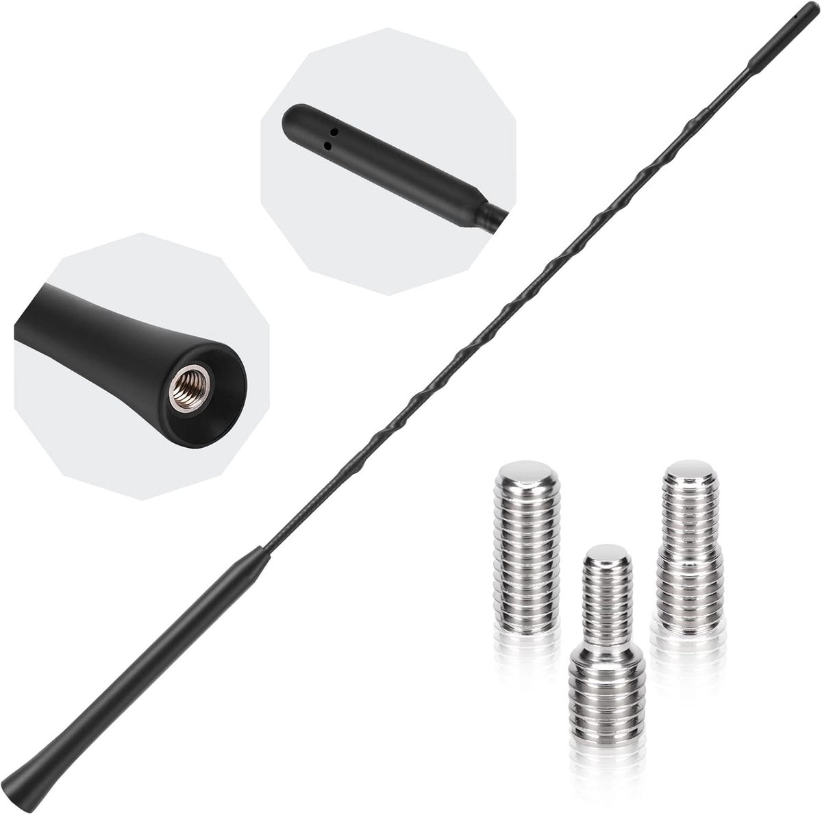 SnelShoppen - PAIRIER Auto Radio Antenne - 40 cm FM DAB Antenne voor Optimale AM/FM Ontvangst - Geschikt voor M4, M5, M6 - Sterke Signaal en Weerbeste