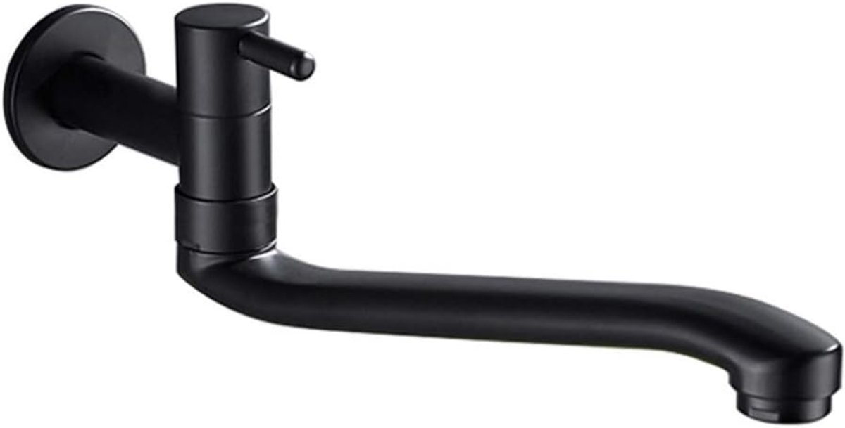 SnelShoppen - Wandgemonteerde Zwarte Koudwaterkraan voor Wasmachine, Zwembad en Tuin - 304 Rvs, Waterbesparend, Eenvoudig te Installeren, 1/2 Inch