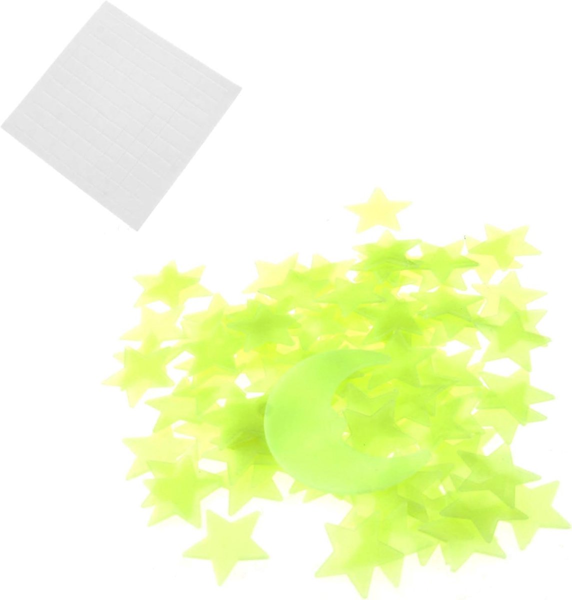 SnelShoppen - 100Pcs Glow Sterren en 1 Maan In Het Donker Ster Plastic Stickers Voor Kinderkamer Decoratie - Fluorescerende Wanddecoratie, 3.5cm Sterr