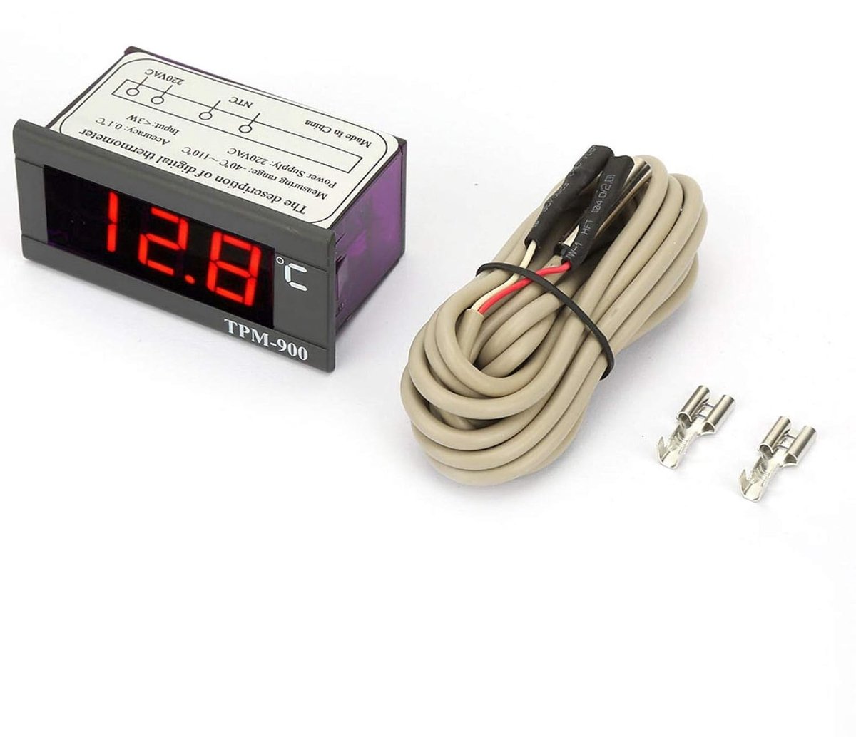 Temperature Controller, TPM-900 220V Digital Temperature Controller LED Panel Gauge with Sensor Thermostat Controller - ShopVlot