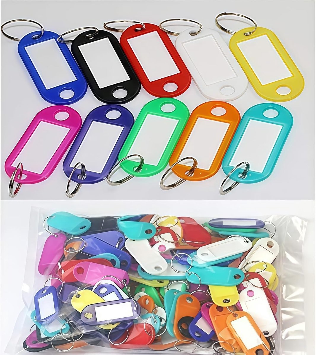 Plastic Keychain, Key Ring for Keys, Key Rings with Insert for Labels and Shared Washer. (10 Colours, 120 Pieces 5 x - ShopVlot