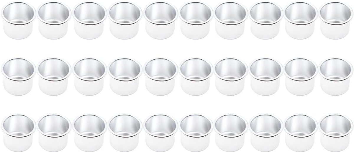 SnelShoppen - Mini Metalen Kaarsenhouders, 30 Stuks Creatieve Cup Houder, Zilveren Aluminium Kaarsenhouder voor Boomkaarsen, Tapered Kaarsenhouder Dec