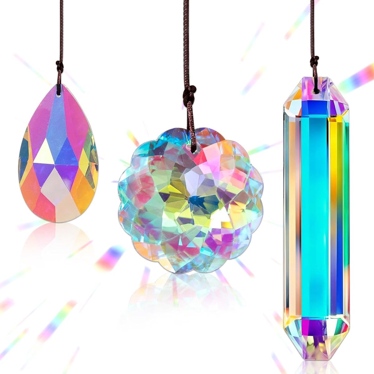 SnelShoppen - Set van 3 Kristallen Sferische Prismasa hangers - Betoverende Regenboog Zonvanger voor Raam, Kantoor, Thuis, Tuin Decoratie