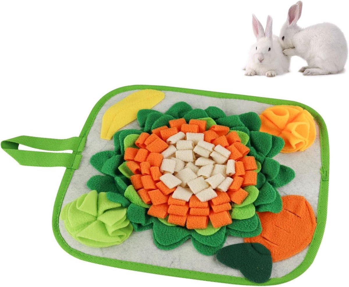 Antislip Voer Mat voor Konijnen met Hangtouw, Kleurrijke Snuffelmat voor Chinchilla's, Puppy’s en Cavia's, Ideaal voor Neus Training en Speelplezier