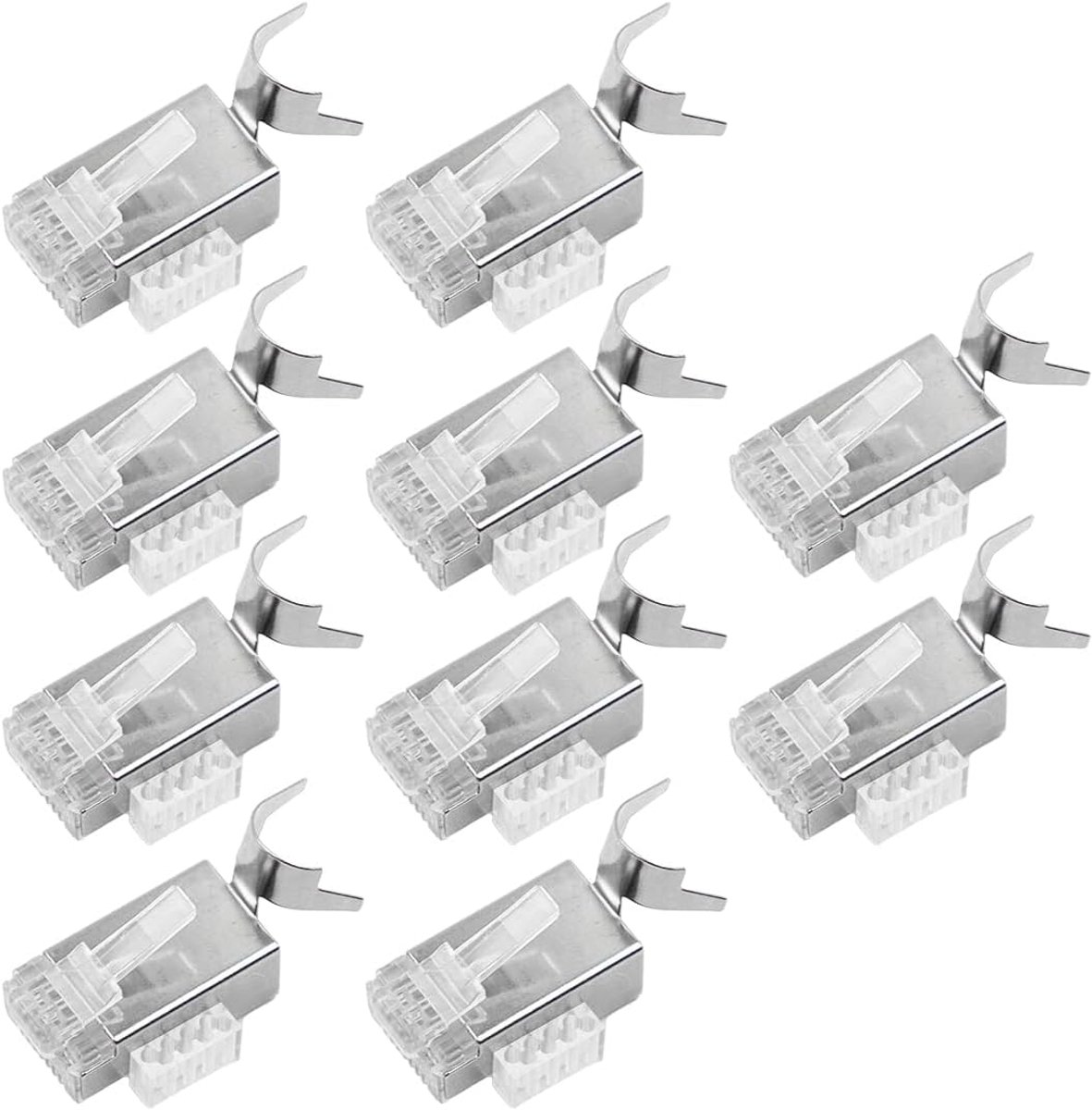 SnelShoppen - RJ45 Connector 10-Pack, Schermde Ethernet Connector Cat7 met Draadsteun en Buigbescherming, Voor Snelle Gegevensoverdracht
