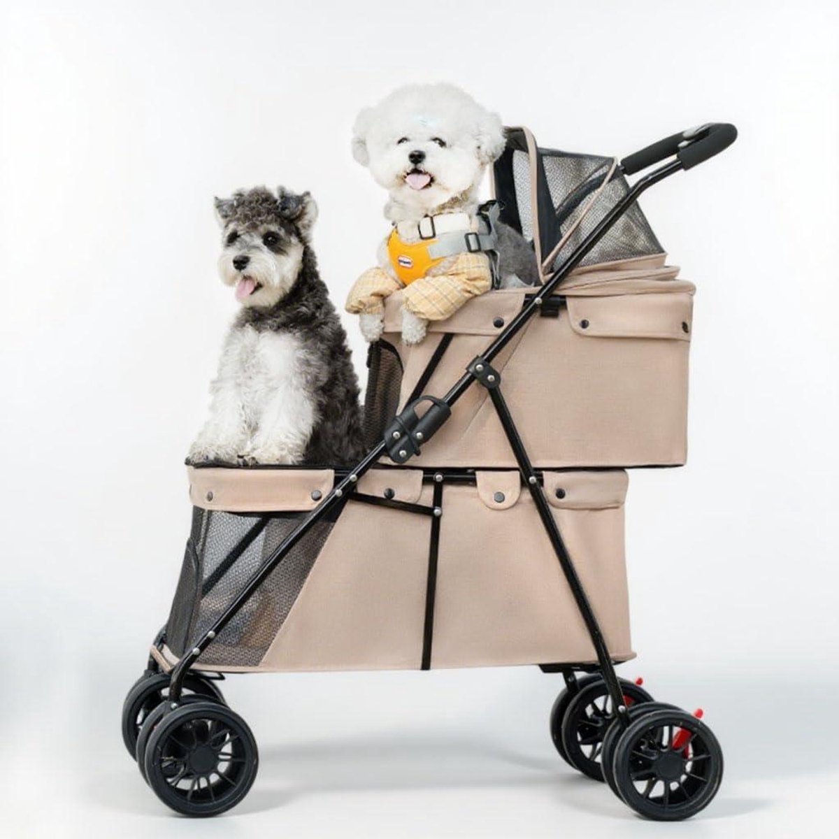 Huisdierenwagen - Hondenbuggy - Comfortabel Reizen - Dubbellaags Ontwerp - 95 x 67 x 50 cm - Bruin