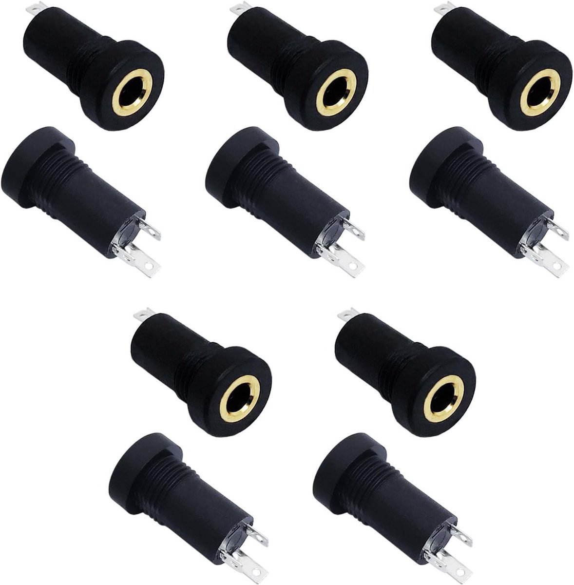 SnelShoppen - 10x 3.5mm Audio Jack Socket 3-Pool Stereo Connector Hoofdtelefoon Jack Zwart met Moer - Hoogwaardige Plastic en Metaal - Ideaal voor MP3