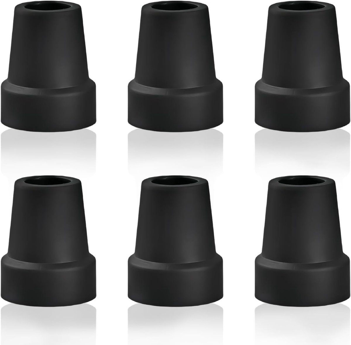 Rubberen Kruk Voetjes - Antislip Beschermdoppen - Veilig Lopen - Metalen Afdichtring - 6 Stuks - Zwart